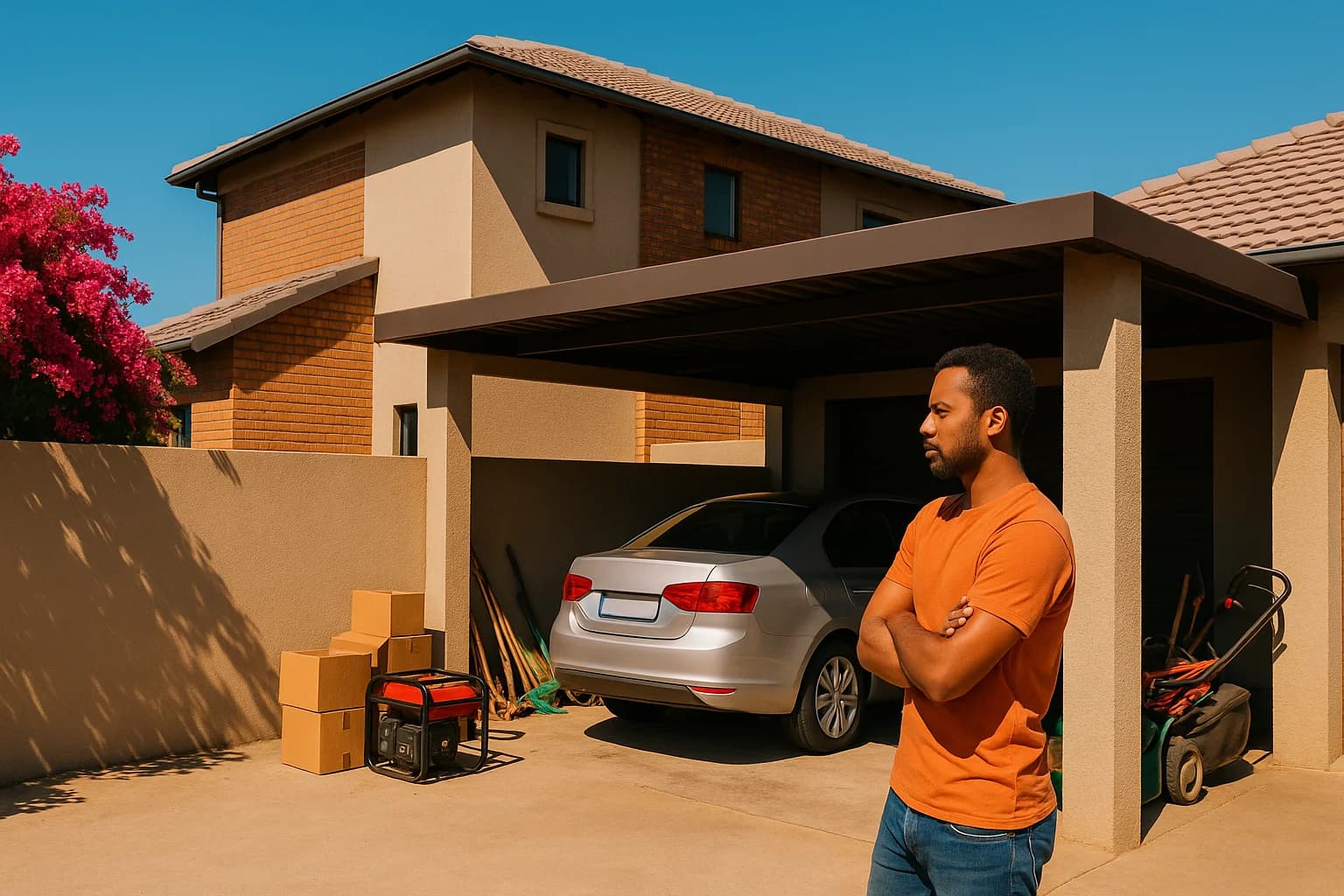 Person at a South African estate home checking their smartphone